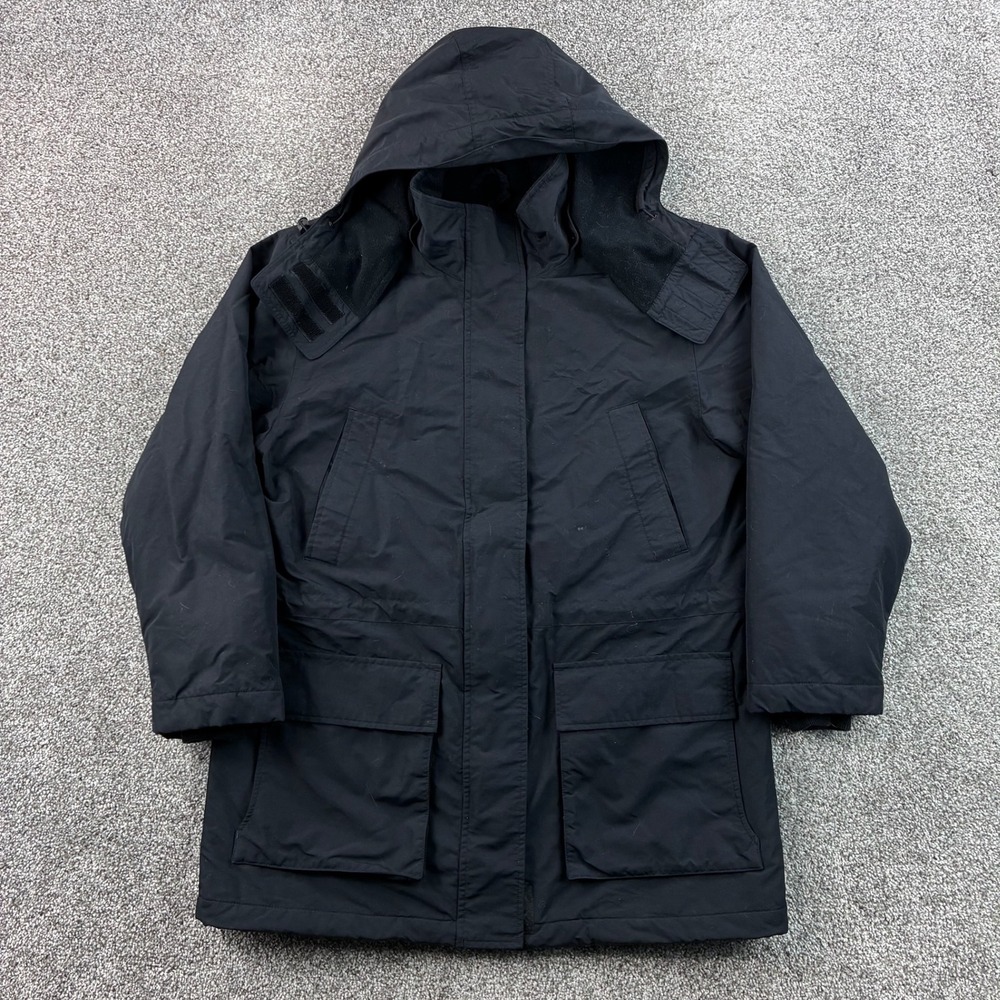 Vintage Lands End Parka Jacket Kids Youth Medium Black Insulated Hooded Nylon